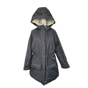 Abercrombie Fitch Black Sherpa Lined Hooded Parka Jacket XL Water Resistant